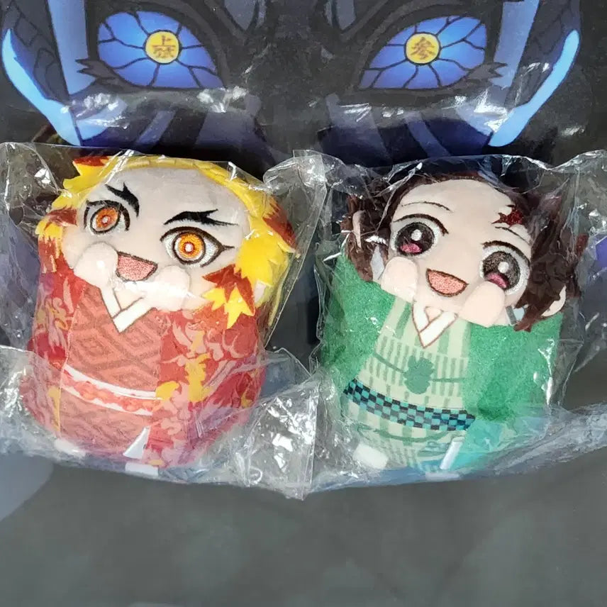 [BUNJANG] Demon Slayer Kyojuro Rengoku + Tanjiro Kamado Movie Village Version Mochi Kororin Plush Figure Set / 귀멸의 칼날 렌고쿠 쿄쥬로+탄지로 영화마을 버전 모찌코로링 누이 피규어