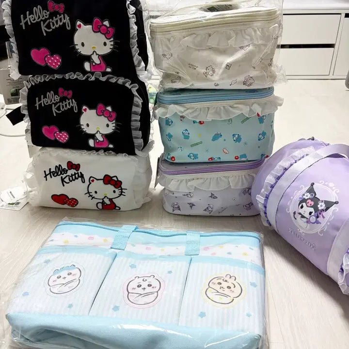 [BUNJANG] Cheekawa, Hello Kitty, Hangyodon, Kuromi Pouch and Bag Set / 베이비 치이카와 / 키티 / 한교동 / 쿠로미 파우치 및 가방 판매합니다