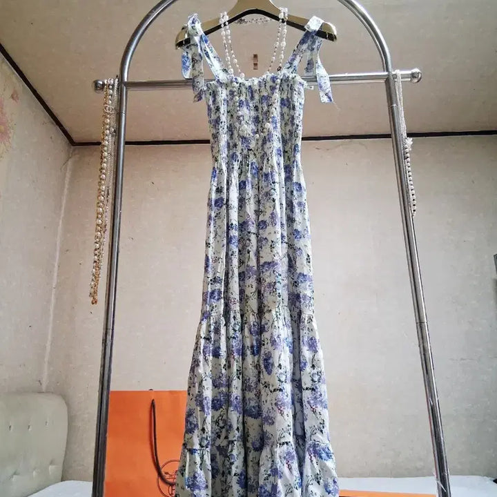 [BUNJANG] Chiffon Floral Long Dress / 쉬폰 꽃무늬 롱 원피스 날씬하신분