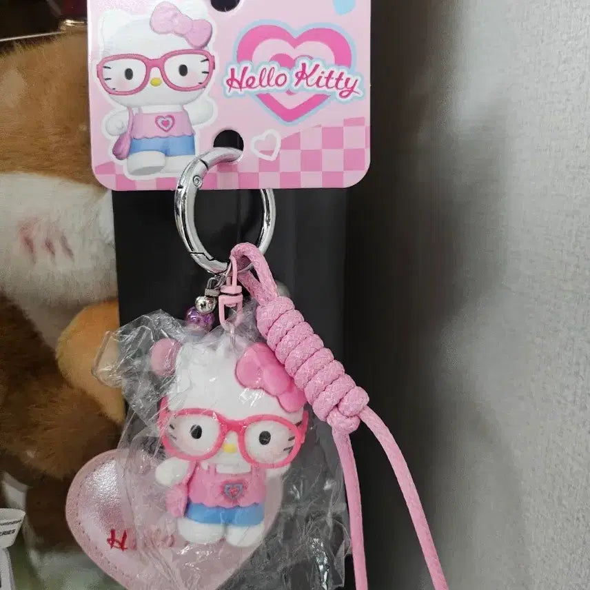[BUNJANG] Hello Kitty Glasses Figure Keyring Pink / 헬로키티 안경 피규어 키링 핑크