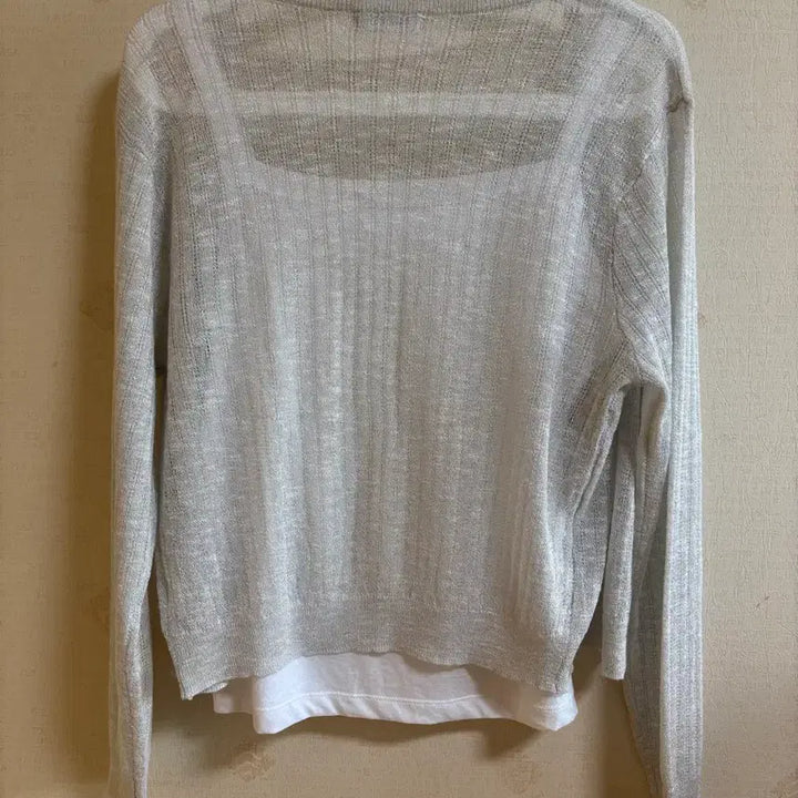 [BUNJANG] Silver Pearl Knit Cardigan + White Sleeveless Top Set / 은색 펄 니트 가디건 + 화이트 민소매 나시 세트