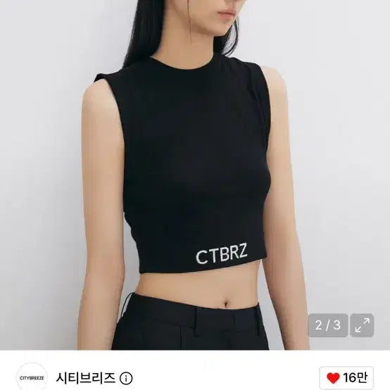 [BUNJANG] Citybreeze Sleeveless Logo Print Cropped Top Black Medium / 시티브리즈 민소매 로고 프린트 슬리브리스 크롭탑 블랙 M사이즈