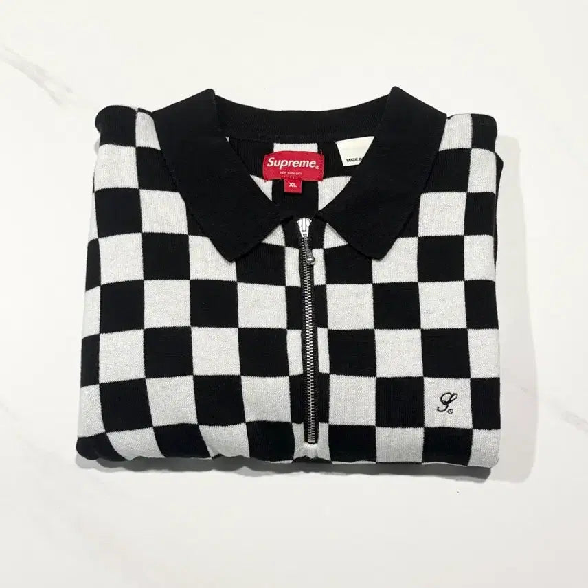 [SOLD OUT] [XL] 22SS 슈프림 체커보드 집 폴로 블랙