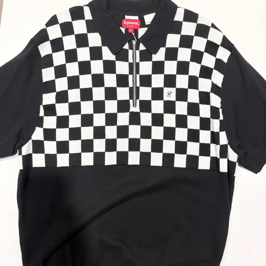 [SOLD OUT] [XL] 22SS 슈프림 체커보드 집 폴로 블랙