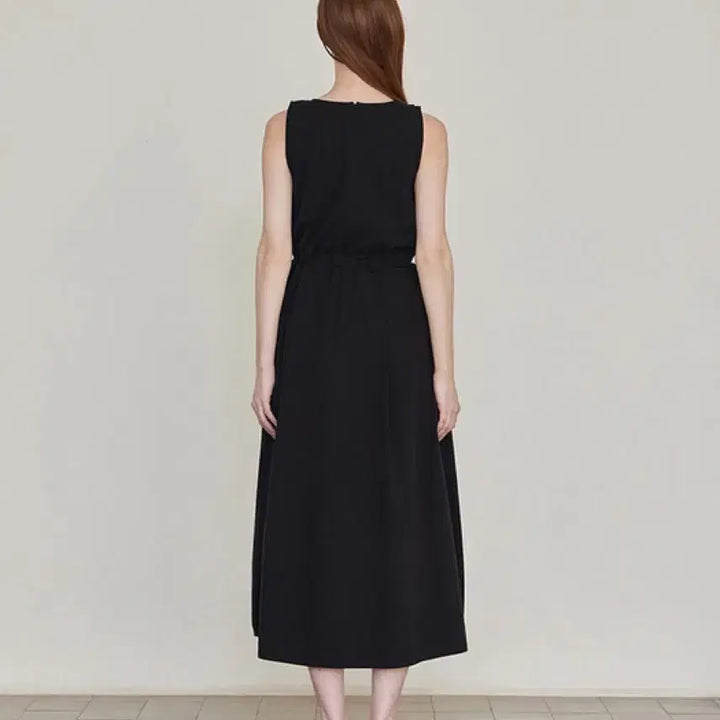 [BUNJANG] Le Sizerem Black Cotton Sleeveless Drawstring Maxi Dress / [새상품] 르세지엠 드로스트링 슬리브리스 원피스 블랙