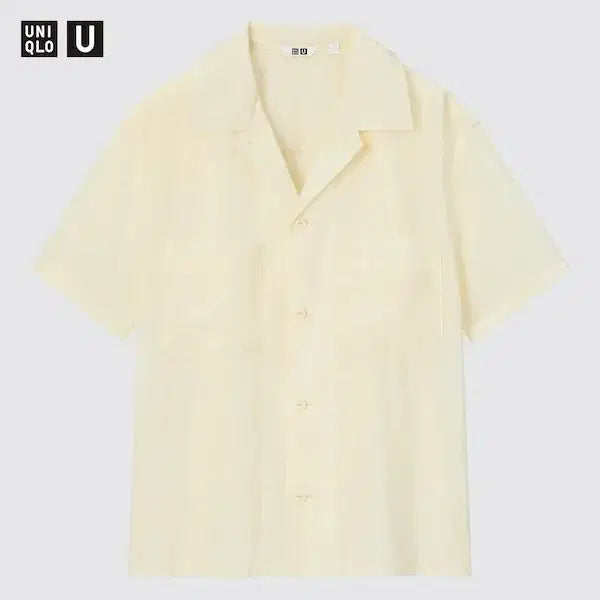 [SOLD OUT] 유니클로 U 르메르 코튼 시어 반팔 오픈카라 셔츠 크림