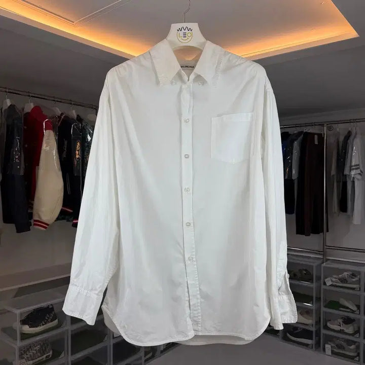 [BUNJANG] Balenciaga White Back Logo Shirt / 발렌시아가 백로고 셔츠