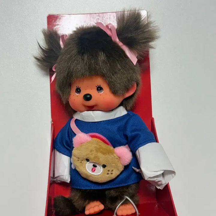 [BUNJANG] Monchhichi Doll with Bear Bag and Pigtails / 곰돌이 가방을 멘 양갈래 몬치치
