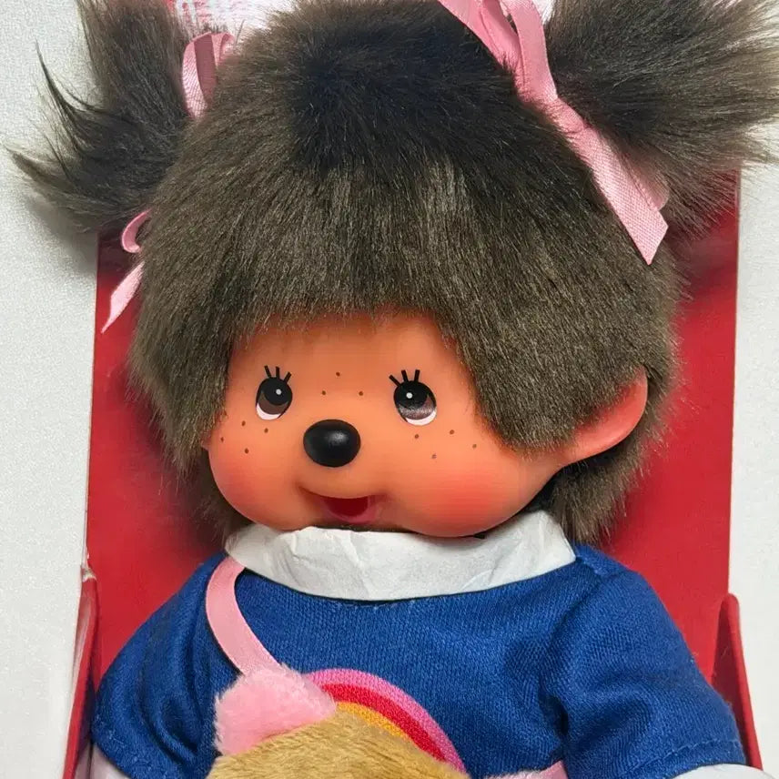 [BUNJANG] Monchhichi Doll with Bear Bag and Pigtails / 곰돌이 가방을 멘 양갈래 몬치치
