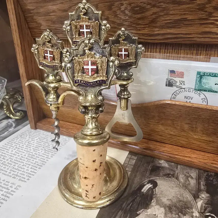 [BUNJANG] Vintage Brass Barware Set with Newfoundland Emblem / 빈티지 브라스 바 bar 세트 와인 오프너