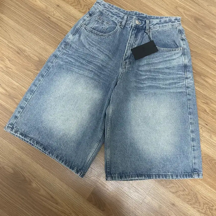 [BUNJANG] Easy Noah 8-part Denim Bermuda Pants - Vintage Blue Size 1 / 이지노이지 8부 데님 버뮤다팬츠 - 빈티지블루 1사이즈