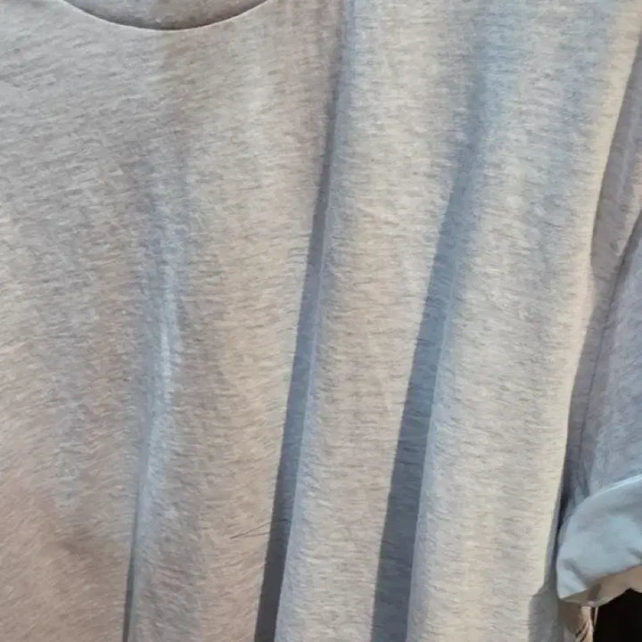 [BUNJANG] Rolled Sleeve T-Shirt (Melange Gray) / 롤업 티셔츠( 멜란지 그레이)