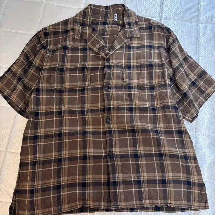 [BUNJANG] Kaptain Sunshine 24SS Open Collar Shirt Brown Check / 캡틴선샤인 24SS 오픈카라 셔츠 38