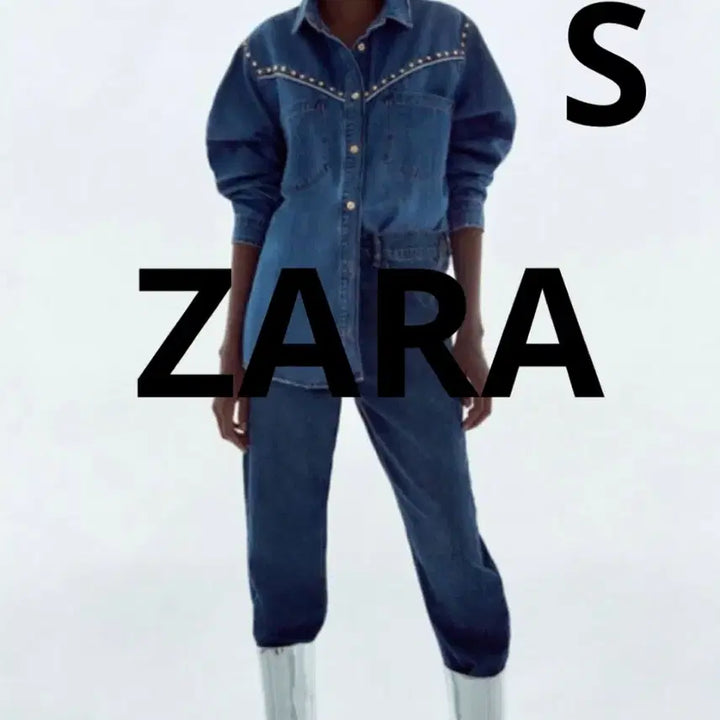 [BUNJANG] ZARA Studded Denim Shirt (Size S) / ZARA 자라 스터드 데님 셔츠 S사이즈