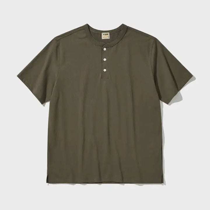 [BUNJANG] VDR Cozy Henly Neck Short Sleeve T-Shirt Olive M / VDR 비디알 코지 헨리넥 반팔티 올리브 M사이즈