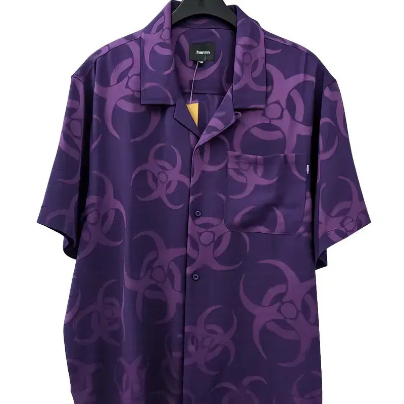 [BUNJANG] HUF Purple Biohazard Short Sleeve Shirt / 허프 퍼플 바이오해저드 반팔 셔츠