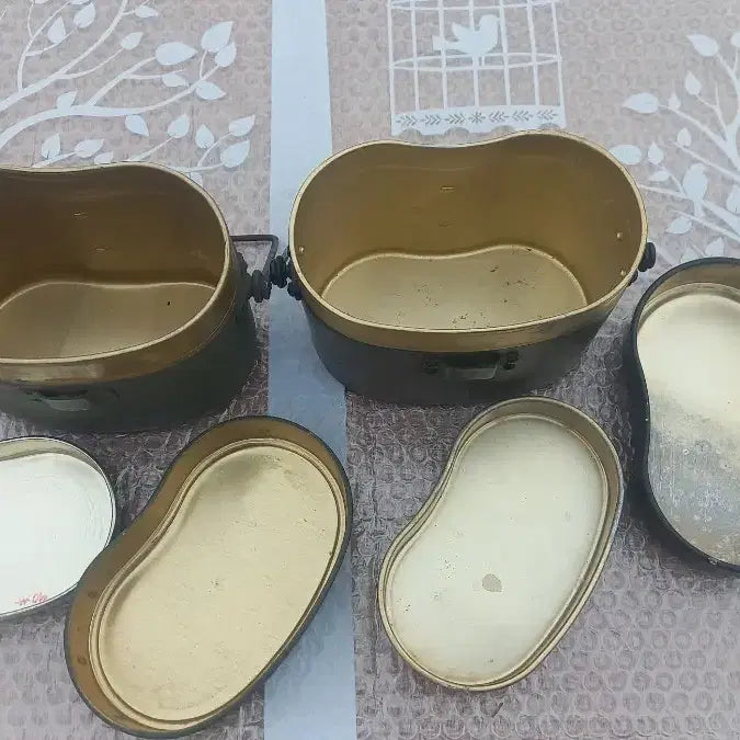[BUNJANG] Vintage Korean Military Mess Kit Set with Side Dish Containers / 근대사 군용 반합 세트 2개 .양은 반찬통 2개 일괄