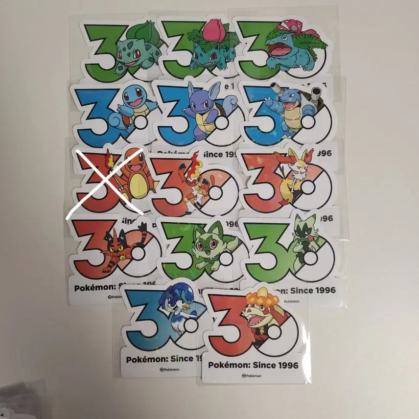 [BUNJANG] Pokemon 30th Anniversary Stickers - Starter Pokemon (Charmander, Squirtle, Bulbasaur) &amp; More (12 Types) / 포켓몬 30주년 스티커 스타팅 파이리 꼬부기 이상해씨 외 12종