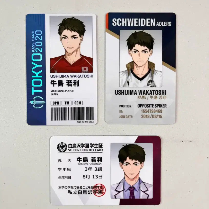 [BUNJANG] Haikyuu!! Wakatoshi Ushijima Student ID Card Bundle Set / 하이큐 우시지마 와카토시 ㄹㅁㅁ 학생증 카드 일괄