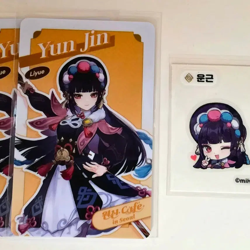 [BUNJANG] Genshin Impact Yun Jin Photocard &amp; Sticker Set / 원신 운근 포토카드 띠부씰 원신카페
