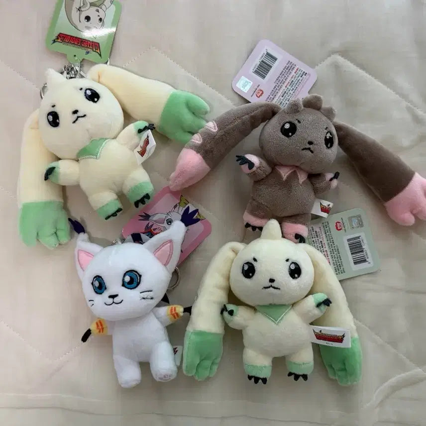 [BUNJANG] Digimon Plush Keychain Set: Gatomon, Terriermon, Lopmon / 디지몬 인형 키링 가트몬, 테리어몬, 로프몬