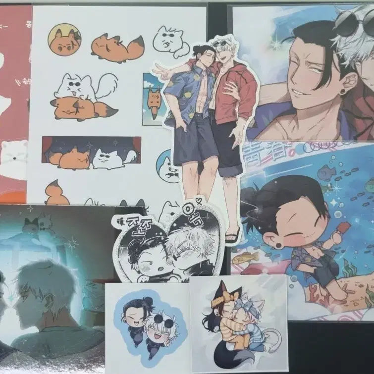 [BUNJANG] Jujutsu Kaisen Geto Suguru &amp; Gojo Satoru Sticker and Postcard Set / 주술회전 게토고죠 스티커, 엽서 등