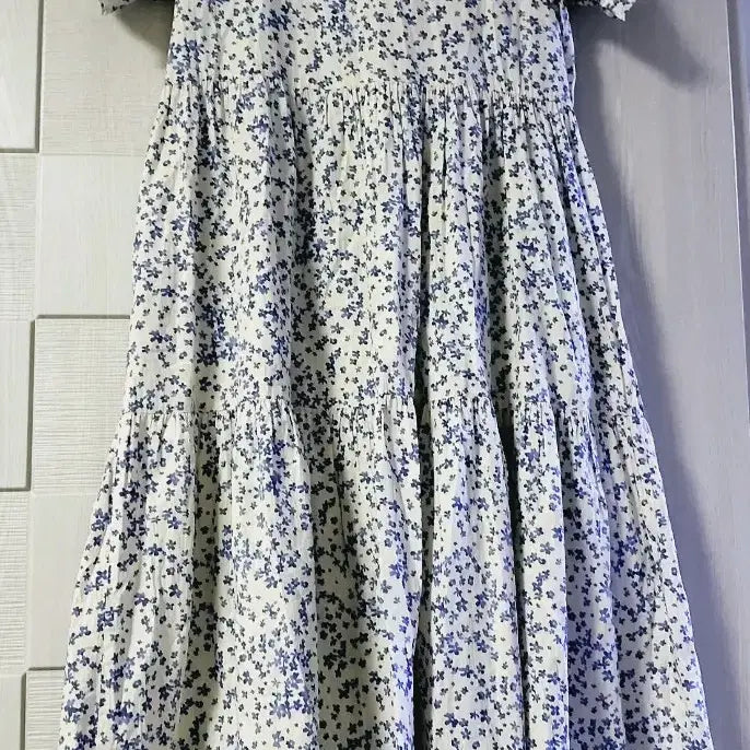 [BUNJANG] Floral Print Flare Cotton Maxi Dress / 잔꽃 플레어 면롱원피스