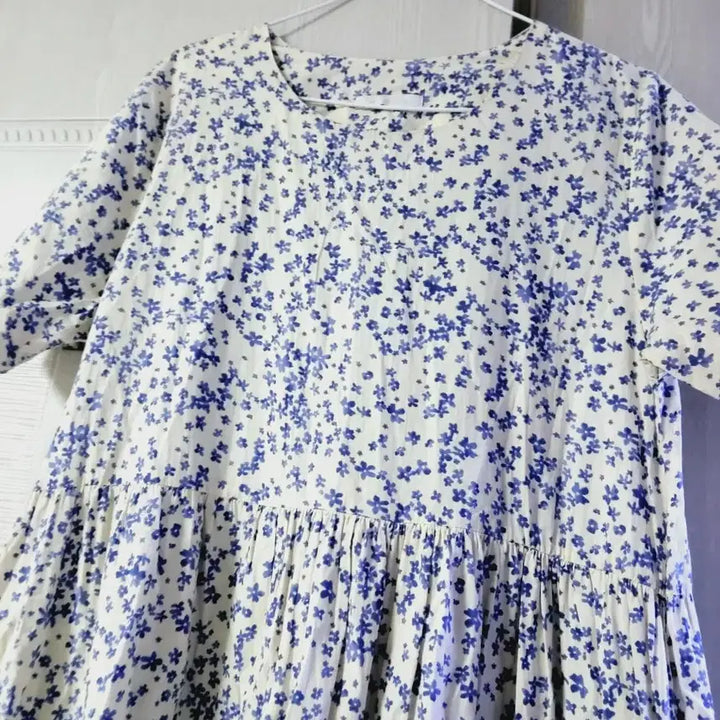 [BUNJANG] Floral Print Flare Cotton Maxi Dress / 잔꽃 플레어 면롱원피스