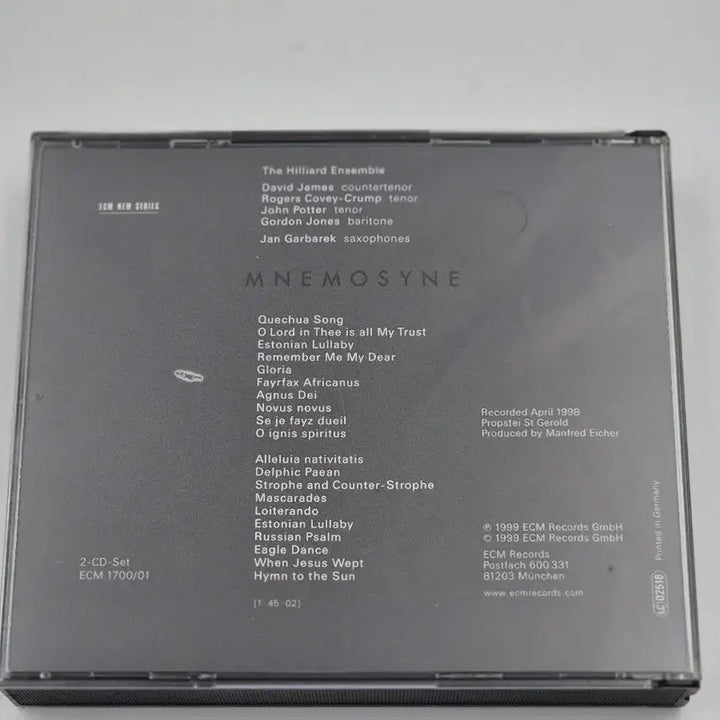 [BUNJANG] Jan Garbarek &amp; Hilliard Ensemble - Mnemosyne (2CD Set) / Jan Garbarek Hilliard Ensemble Mnemosyne