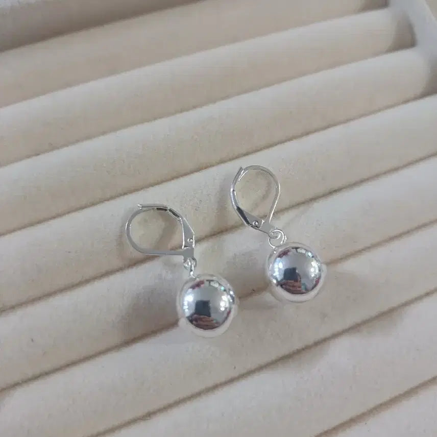 [BUNJANG] Silver Ball Hoop Earrings (New) / 볼 원터치 은귀걸이(새상품)