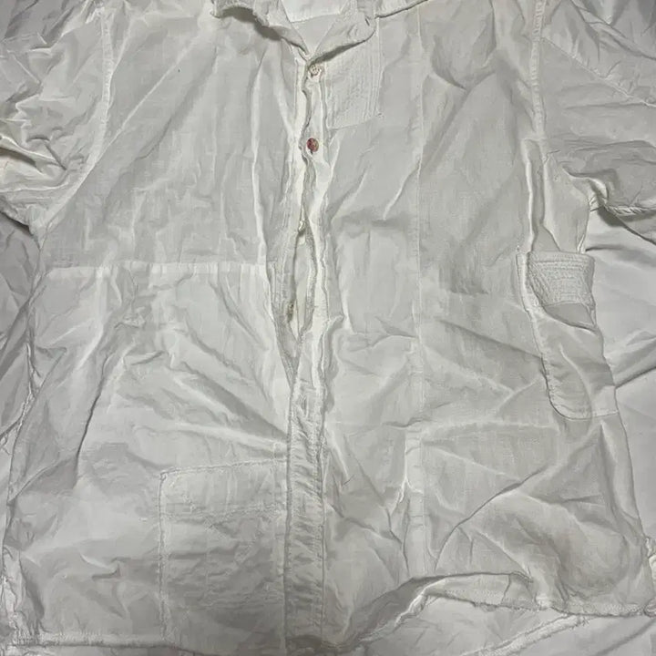 [SOLD OUT] 캐피탈 코튼 린넨 패치워크 숏슬리브 셔츠 라지