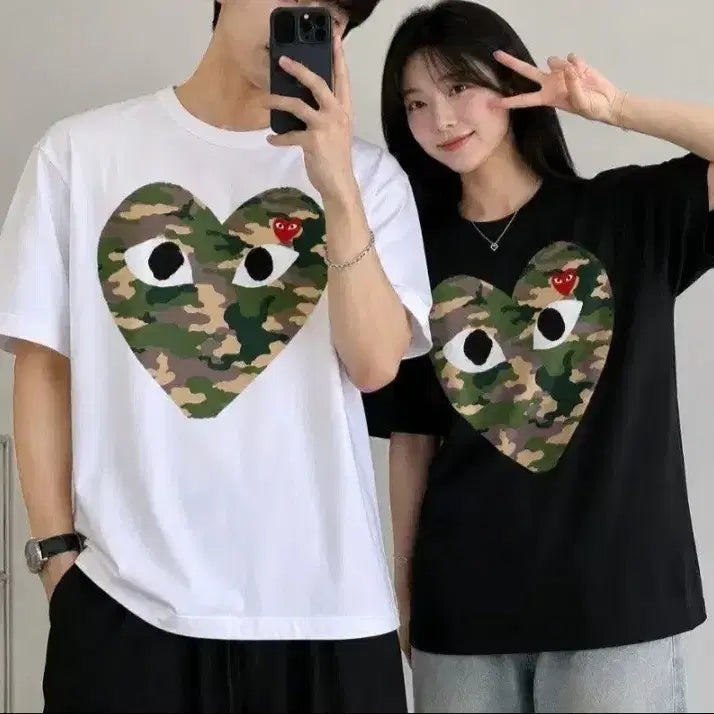 [BUNJANG] Comme des Garçons Play Camo Heart T-Shirt White/Black / 꼼데가르송 플레이 카모 하트 반팔티 화이트/블랙