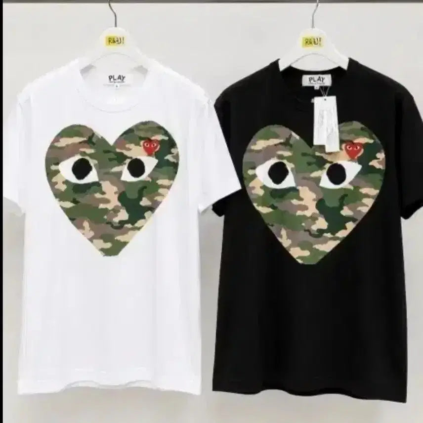 [BUNJANG] Comme des Garçons Play Camo Heart T-Shirt White/Black / 꼼데가르송 플레이 카모 하트 반팔티 화이트/블랙