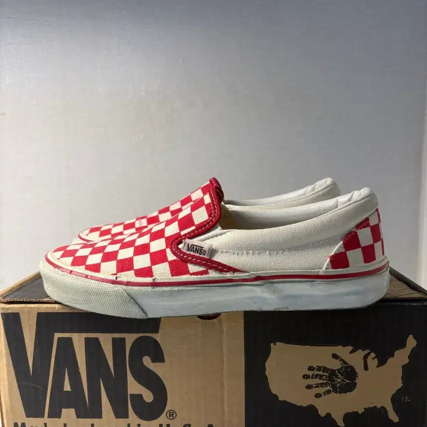 [BUNJANG] 90s Vintage Vans Slip-On Red Checker US Made Size 8 / 90s 빈티지 반스 슬립온 8