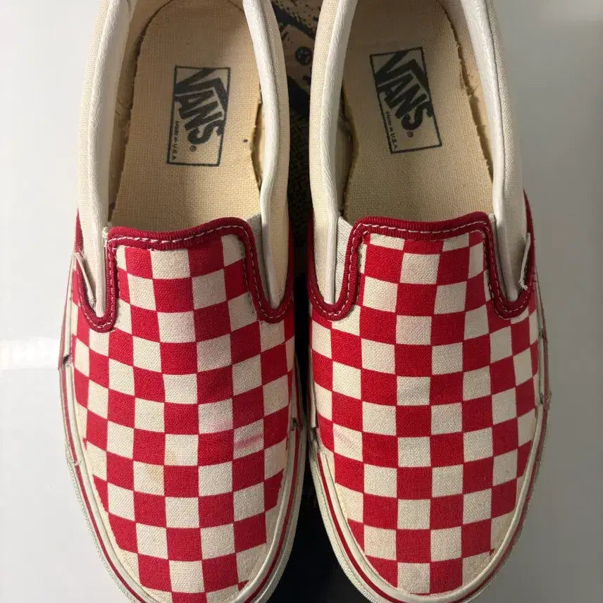 [BUNJANG] 90s Vintage Vans Slip-On Red Checker US Made Size 8 / 90s 빈티지 반스 슬립온 8
