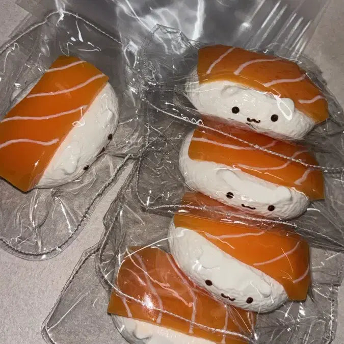 [BUNJANG] Neko Cat Salmon Sushi Malangi Plush Toy + Extra Zipper Bag / 고양이 연어초밥 말랑이 + 여분 지퍼백 세트