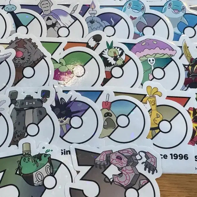 [BUNJANG] Pokemon 30th Anniversary Logo Sticker Bundle Set / 일괄)) 리자몽 오거폰 무쇠무인 등 포켓몬 30주년 로고 스티커 원가양도