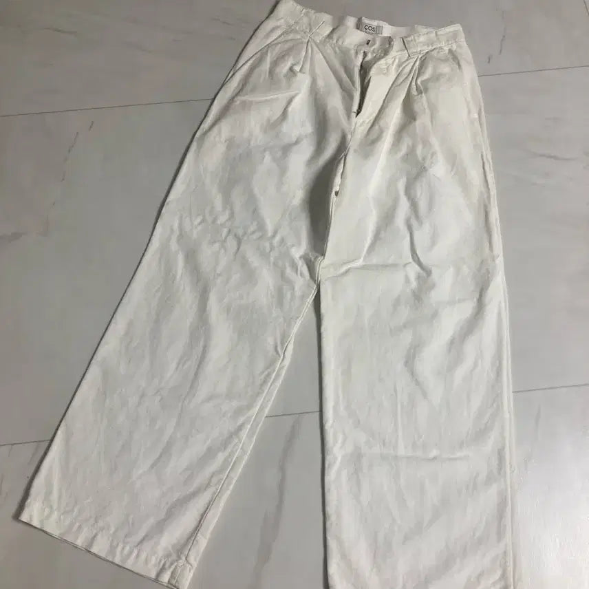 [BUNJANG] COS Wide Leg Cotton Pants White / COS 코스 면바지 와이드팬츠 화이트진