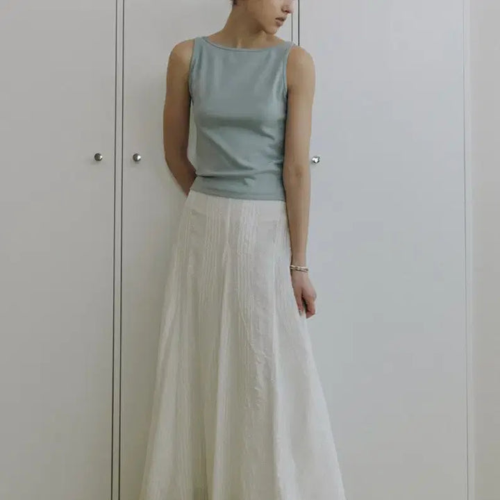 [SOLD OUT] 새상품) 루에브르 플레어 롱스커트 화이트 VolumeFlareSkirt