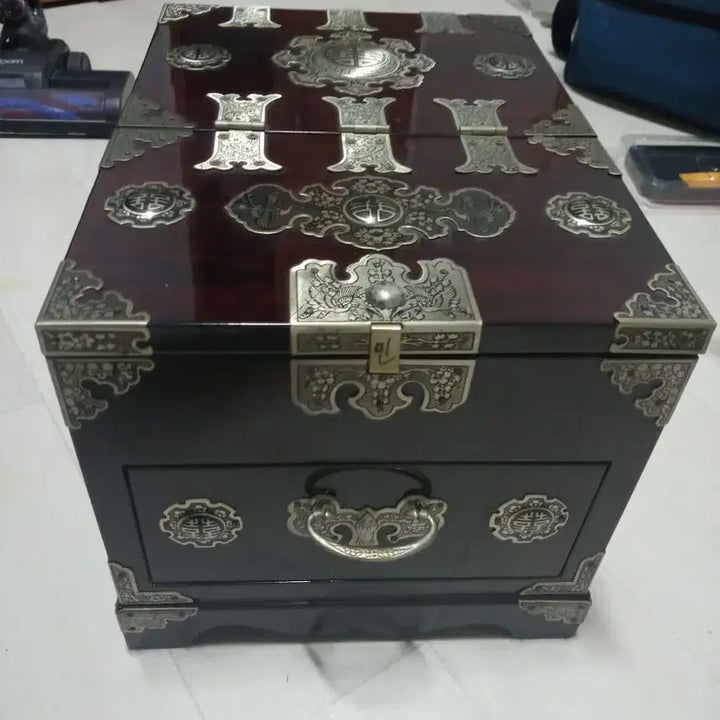 [BUNJANG] Traditional Pattern Silver Inlaid Box - Lacquerware Jewelry Box / 전통 문양 은입사 함 - 고급 나전칠기 보석함