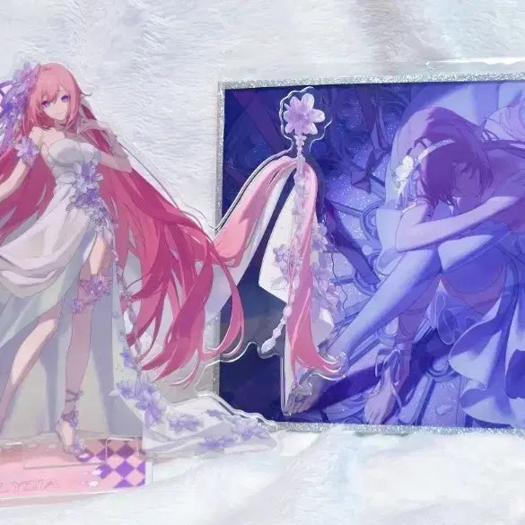 [BUNJANG] Honkai Impact 3rd Elysia Herrscher of Origin Acrylic Stand &amp; Silver Foil Art Print Bundle Set / 붕괴 3rd 엘리시아 아크릴 색지 일괄