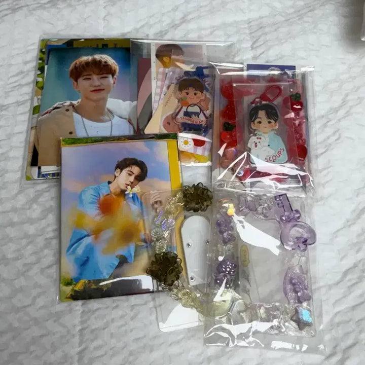 [BUNJANG] Seventeen Photocards, Postcards, Acrylic Keyrings, and Stickers (Bundle Set) / 세븐틴 공굿 비공굿 덤 (쿱스, 호시, 민규, 승관)