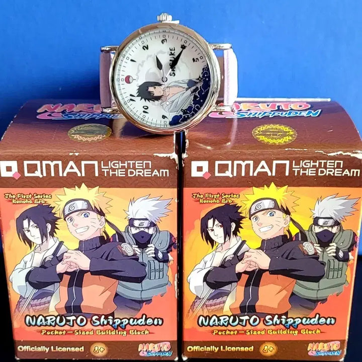 [BUNJANG] Naruto Shippuden Sasuke Design Pocket Watch + 2 Random Naruto Figures (Sealed) / 나루토 질풍전 손목시계+나루토 피규어 랜덤 2개(미개봉새상품)
