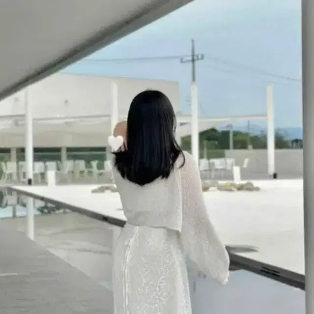 [BUNJANG] White Knit Bolero Cardigan / 봄 여름 니트 볼레로 가디건