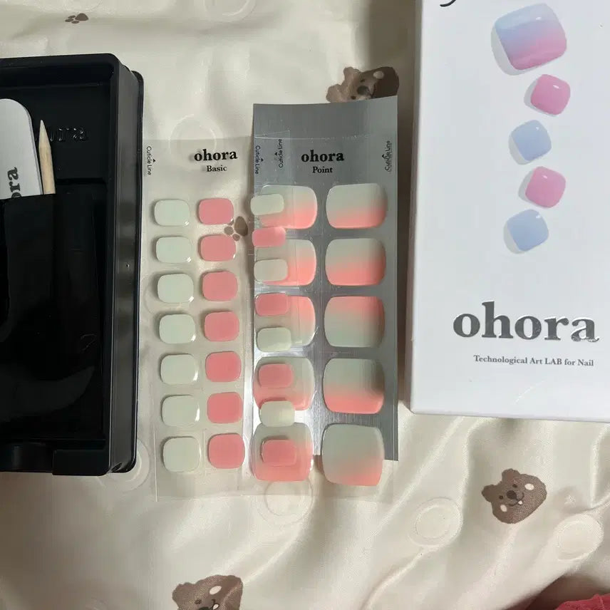 [BUNJANG] Ohora Gel Nail &amp; Pedi Sticker Set (2 Types, Gradient) / 오호라 젤 네일 / 패디 스티커 그라데이션 미사용 2종