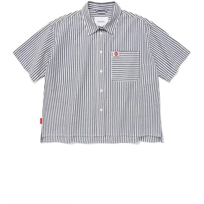 [SOLD OUT] 커버낫 우먼 스트라이프 코튼 하프 셔츠 Navy