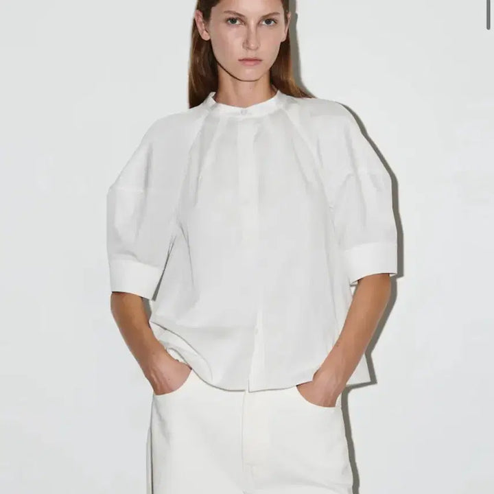 [BUNJANG] COS Puff Sleeve Blouse White / cos 퍼프 슬리브 블라우스 화이트
