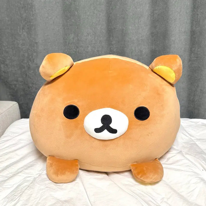 [BUNJANG] San-X Rilakkuma Large Round Mochi Cushion Plush / 최저가 산엑스 수퍼 모찌모찌 동그란 리락쿠마 쿠션 대형 인형 새상품