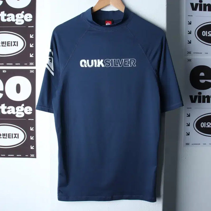 [BUNJANG] Quiksilver Short Sleeve T-Shirt Rash Guard / (L) 퀵실버 반팔 티셔츠 래쉬가드 기능성 블루 스윔-7E9F