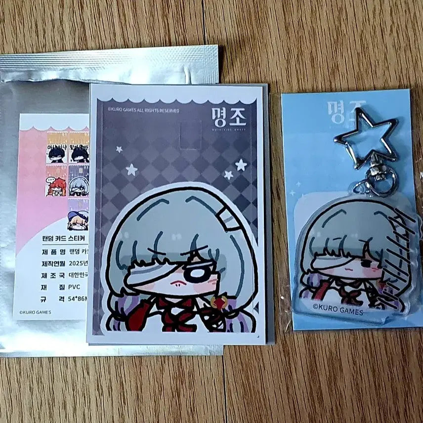 [BUNJANG] Kakao Friends Floro Card Sticker Acrylic Keyring Set / 명조 카카오 플로로 카드 스티커 아크릴 키링 세트